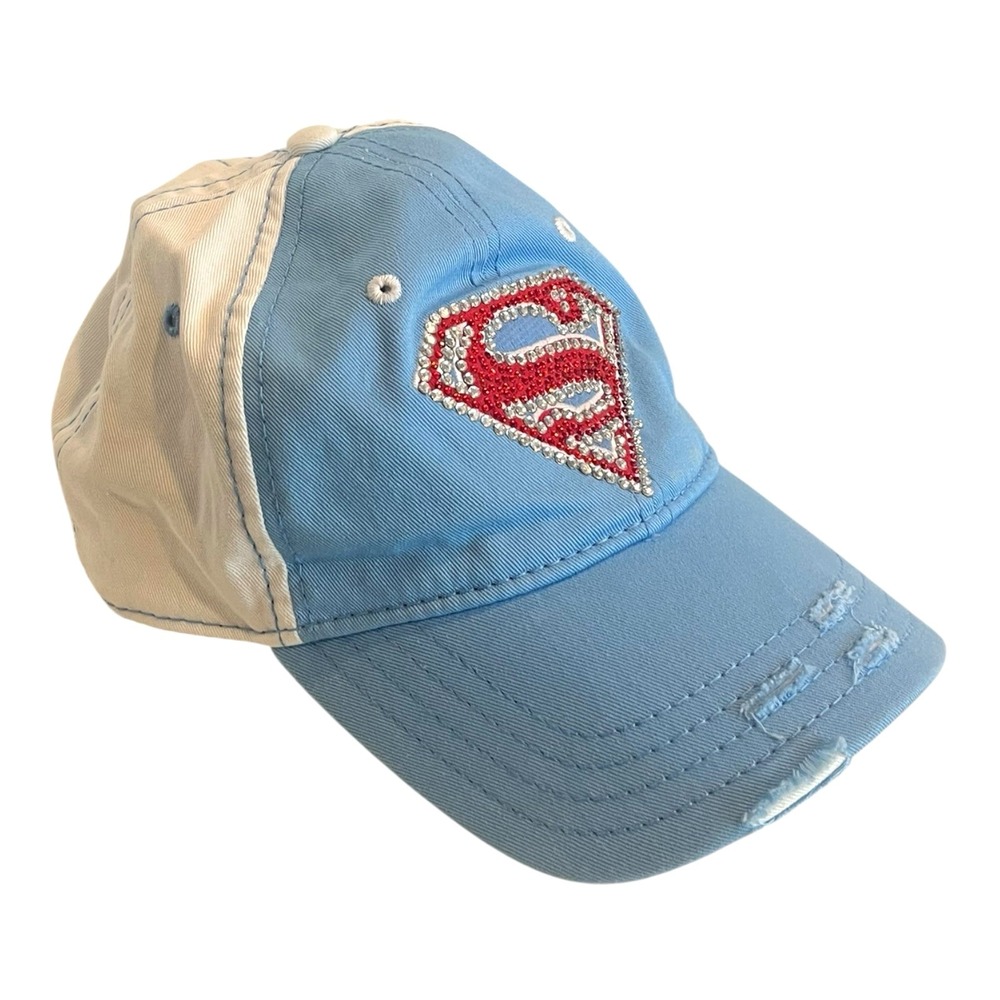 DC Comics Original Super Girl White Red Bling Trucker Hat Adjustable Cap